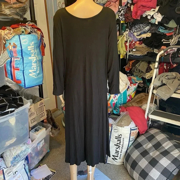 VTG Phool India MidiDress Black Multicolor Block Stretchy Festival Largenlook 2X - Picture 9 of 10